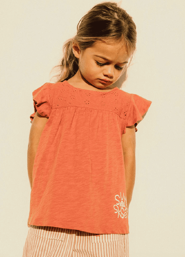 camiseta de punto color teja